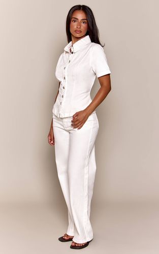 White Jean Droit Taille Mi-haute Petite | Taille 32 - PrettyLittleThing - Modalova