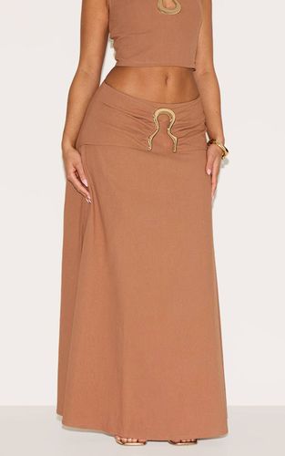 Mocha Jupe Longue Shape Aspect Lin Taille Pliée Bordure Ondulée Dorée | Taille 34 - PrettyLittleThing - Modalova