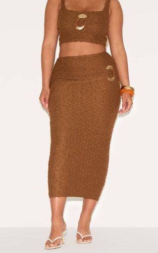 Mocha Jupe Mi-longue Texturée Citron Avec Anneau Martelé Doré Shape | Taille 42 - PrettyLittleThing - Modalova