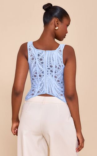 Sky Blue Corset À Encolure Carrée En Voile Texturé À Motifs Floraux | Taille 42 - PrettyLittleThing - Modalova