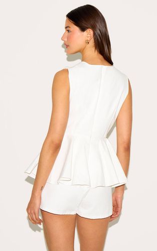White Combinaison-short À Basque En Coton | Taille 36 - PrettyLittleThing - Modalova
