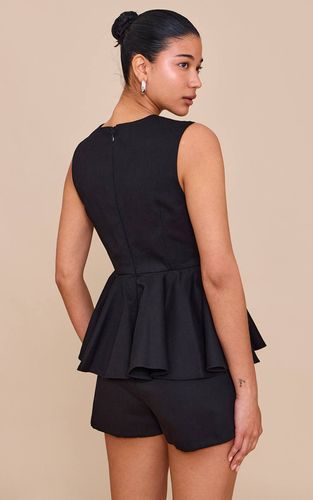 Black Combinaison-short À Basque En Coton | Taille 32 - PrettyLittleThing - Modalova