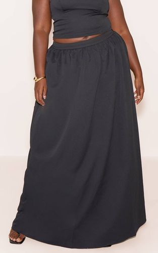 Black Jupe Longue Plissée Grande Taille Avec Bande Tissée Coordonnée | Taille 44 - PrettyLittleThing - Modalova