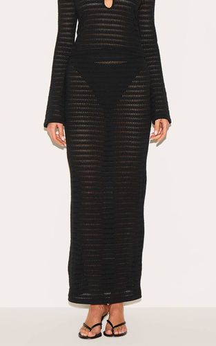 Black Jupe Longue Taille Mi-haute Texturée | Taille 32 - PrettyLittleThing - Modalova