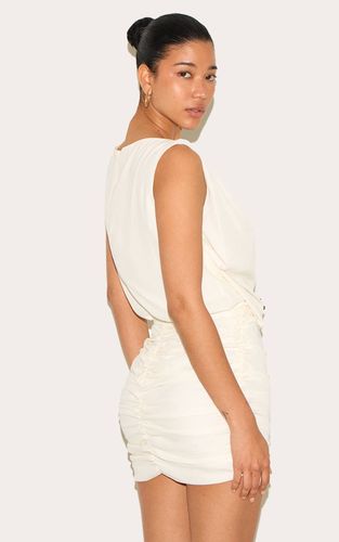 White Robe Mini Col Montant Froncée Toucher Doux | Taille 32 - PrettyLittleThing - Modalova