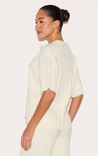 Cream Haut Polo Oversize En Maille Côtelée | Taille XS - PrettyLittleThing - Modalova