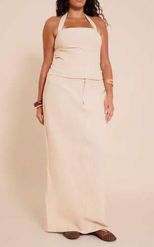 White Jupe Longue Évasée En Lin Premium Grande Taille Coordonnée | Taille 44 - PrettyLittleThing - Modalova