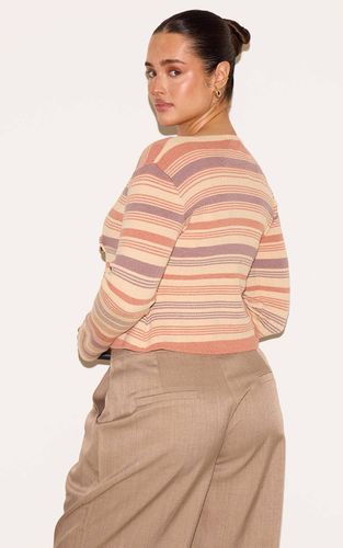 Peach Cardigan Cache-cœur En Maille Rayée Avec Boutons Dorés Shape | Taille XS - PrettyLittleThing - Modalova
