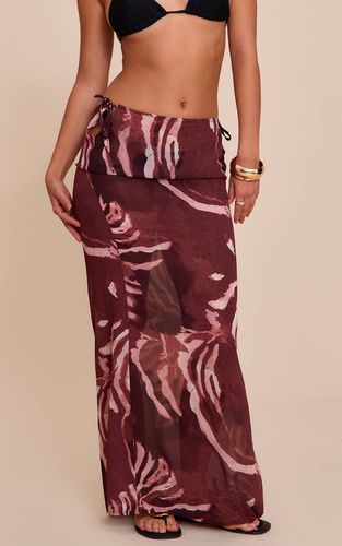 Brown Jupe Longue Taille Basse Transparente À Imprimé Rayé | Taille 42 - PrettyLittleThing - Modalova