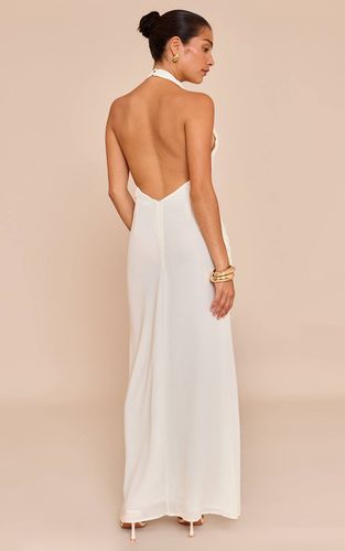 Cream Robe Longue En Mousseline À Détail Torsadé Petite Taille | Taille 42 - PrettyLittleThing - Modalova