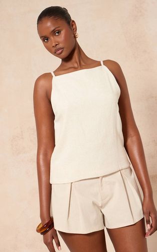 Cream Top Caraco Dos Ouvert Effet Lin | Taille 42 - PrettyLittleThing - Modalova