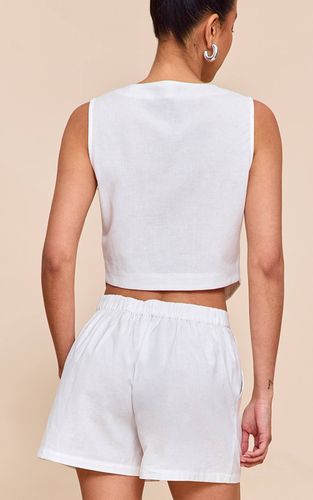 White Gilet Sans Manches Coupe Boxy Effet Lin | Taille 42 - PrettyLittleThing - Modalova