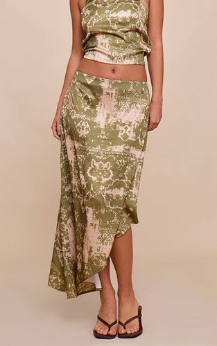 Khaki Jupe Midi Asymétrique En Satin Imprimé Coordonné | Taille 32 - PrettyLittleThing - Modalova