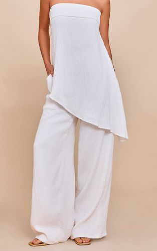 White Ensemble Pantalon Large Texturé Coordonné | Taille 42 - PrettyLittleThing - Modalova