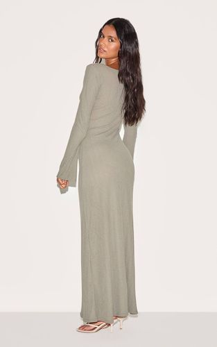 Khaki Robe Maxi Moulante À Manches Longues Col Bateau Texturée | Taille 32 - PrettyLittleThing - Modalova