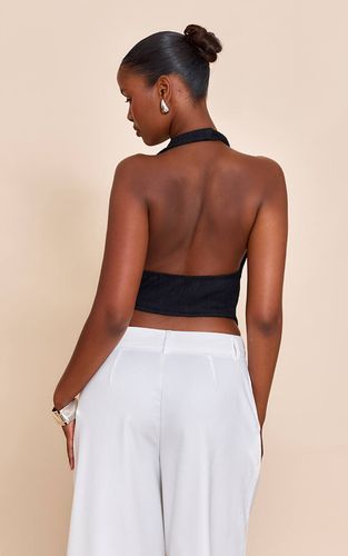 Black Haut Col Bénitier Texturé Avec Détail Noué | Taille 42 - PrettyLittleThing - Modalova