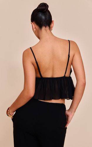 Black Caraco En Mousseline Froncé Avec Nœud Devant | Taille 42 - PrettyLittleThing - Modalova