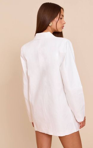 White Robe Blazer En Mélange De Lin | Taille 32 - PrettyLittleThing - Modalova