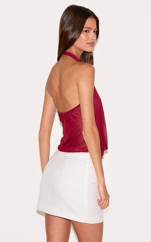 Deep Red Haut À Col Licou En Mesh Imprimé | Taille 42 - PrettyLittleThing - Modalova