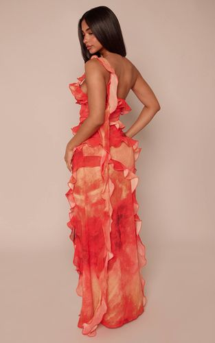 Multi Robe Longue Petite En Mousseline À Détails De Volants | Taille 36 - PrettyLittleThing - Modalova