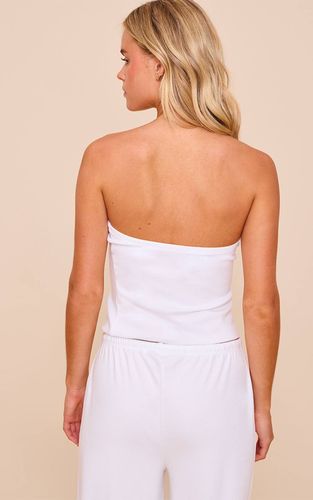 Cream Top Bandeau Côtelé En Modal À Enfiler Petite Taille | Taille Large - PrettyLittleThing - Modalova