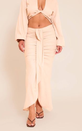 Stone Jupe Longue Shape En Lin Avec Drapé Frontal | Taille 36 - PrettyLittleThing - Modalova