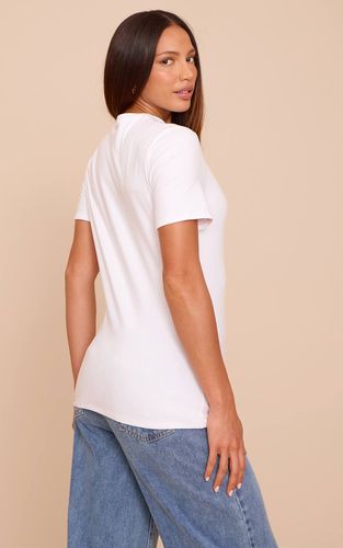 White T-shirt Oversize Grande Taille En Coton Avec Détail Noué | Taille 34 - PrettyLittleThing - Modalova