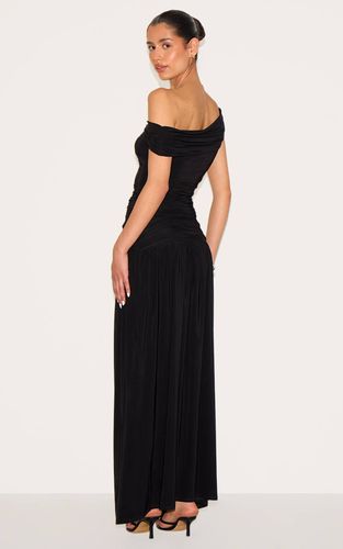 Black Haut Long Bardot À Double Épaisseur Avec Détail De Bordure Satinée Pour Grande Taille | Taille 34 - PrettyLittleThing - Modalova