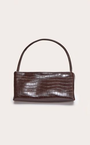 Brown Sac À Épaule Fin Effet Croco - PrettyLittleThing - Modalova