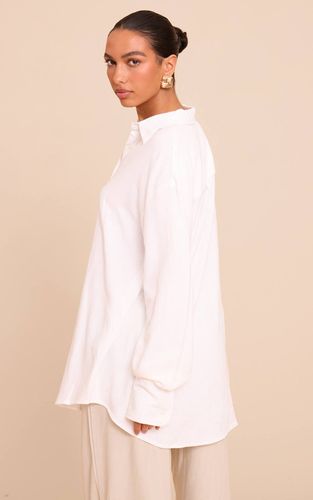 White Chemise Oversize Ample Effet Lin | Taille 42 - PrettyLittleThing - Modalova