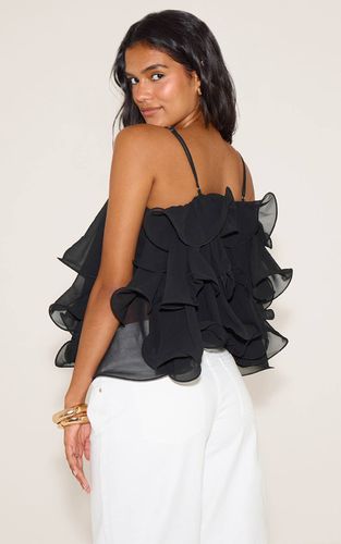 Black Top Bouffant En Mousseline À Volants Superposés | Taille 32 - PrettyLittleThing - Modalova