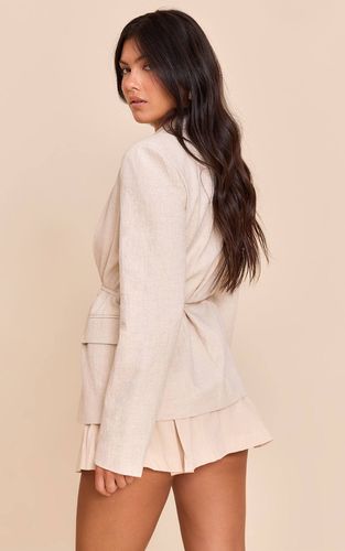 Stone Blazer Aspect Lin À Taille Nouée | Taille 42 - PrettyLittleThing - Modalova
