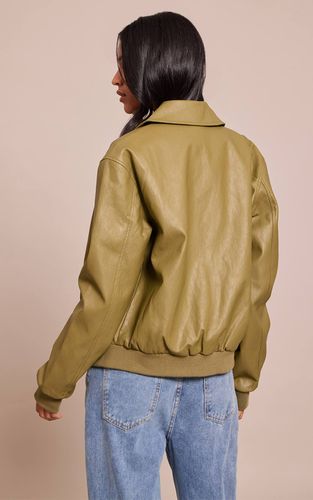 Olive Veste Bomber Grande Taille En Synthétiquecuir | Taille 34 - PrettyLittleThing - Modalova