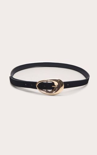Black Ceinture Fine À Boucle Ovale Lisse | Taille Small/Medium - PrettyLittleThing - Modalova