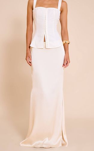 Cream Jupe Longue Fluide En Satin | Taille 42 - PrettyLittleThing - Modalova