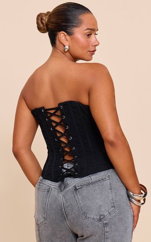 Black Haut Corset À Baleines Avec Fermeture À Crochets Et Œillets Devant Shape | Taille 42 - PrettyLittleThing - Modalova