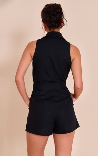 Black Combi-short Sans Manches Avec Ceinture Utilitaire Tissée Et Détails | Taille 32 - PrettyLittleThing - Modalova