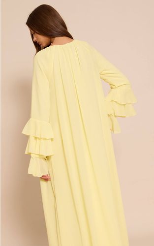 Lemon Robe Longue En Mousseline Avec Détail De Manches À Volants | Taille 32 - PrettyLittleThing - Modalova