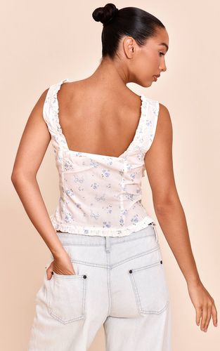 White Haut Ajusté En Coton Avec Fronces Sur Le Devant | Taille 36 - PrettyLittleThing - Modalova