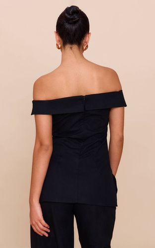 Black Haut Long Bardot Texturé À Col Replié | Taille 42 - PrettyLittleThing - Modalova