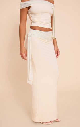 Cream Jupe Longue Nouée En Double Slinky | Taille 42 - PrettyLittleThing - Modalova