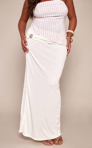 White Jupe Longue Portefeuille Grande Taille En Mesh Dévoré Avec Détails De Bordure | Taille 46 - PrettyLittleThing - Modalova