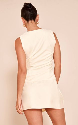 Cream Ensemble Veste Ceinturée À La Taille Avec Finitions Tissées | Taille 32 - PrettyLittleThing - Modalova