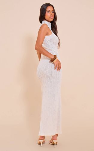 Cream Robe Maxi Tricotée À Liens Latéraux Petite | Taille 42 - PrettyLittleThing - Modalova