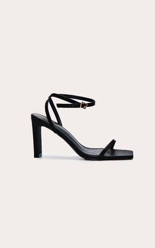 Black Sandale Minimaliste À Bout Carré Et Talon Bloc Fin | Taille 41 - PrettyLittleThing - Modalova