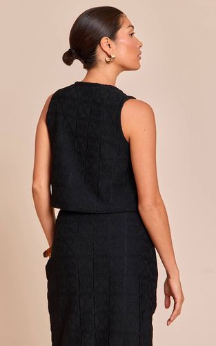 Black Haut Petite À Motifs Avec Nœud Sur Le Devant | Taille 42 - PrettyLittleThing - Modalova
