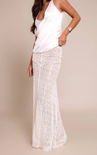 White Jupe Longue En Dentelle Avec Détails De Coutures | Taille 40 - PrettyLittleThing - Modalova