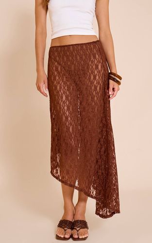 Brown Jupe Midaxi Asymétrique En Dentelle | Taille 32 - PrettyLittleThing - Modalova