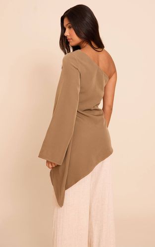 Khaki Haut Long Tissé Asymétrique À Manche Évasée | Taille 36 - PrettyLittleThing - Modalova