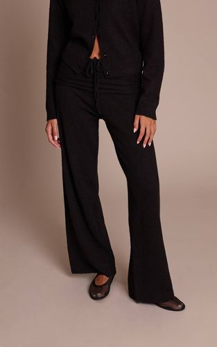 Black Pantalon En Maille Côtelée Souple À Taille Repliée | Taille XS - PrettyLittleThing - Modalova